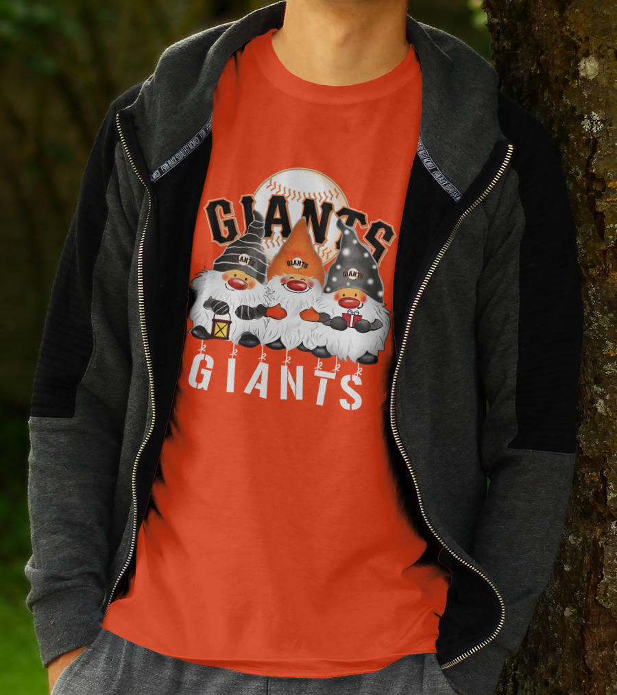 San Francisco Giants Merry Christmas Happy Holidays Giants Gnomes Baseball T-Shirt