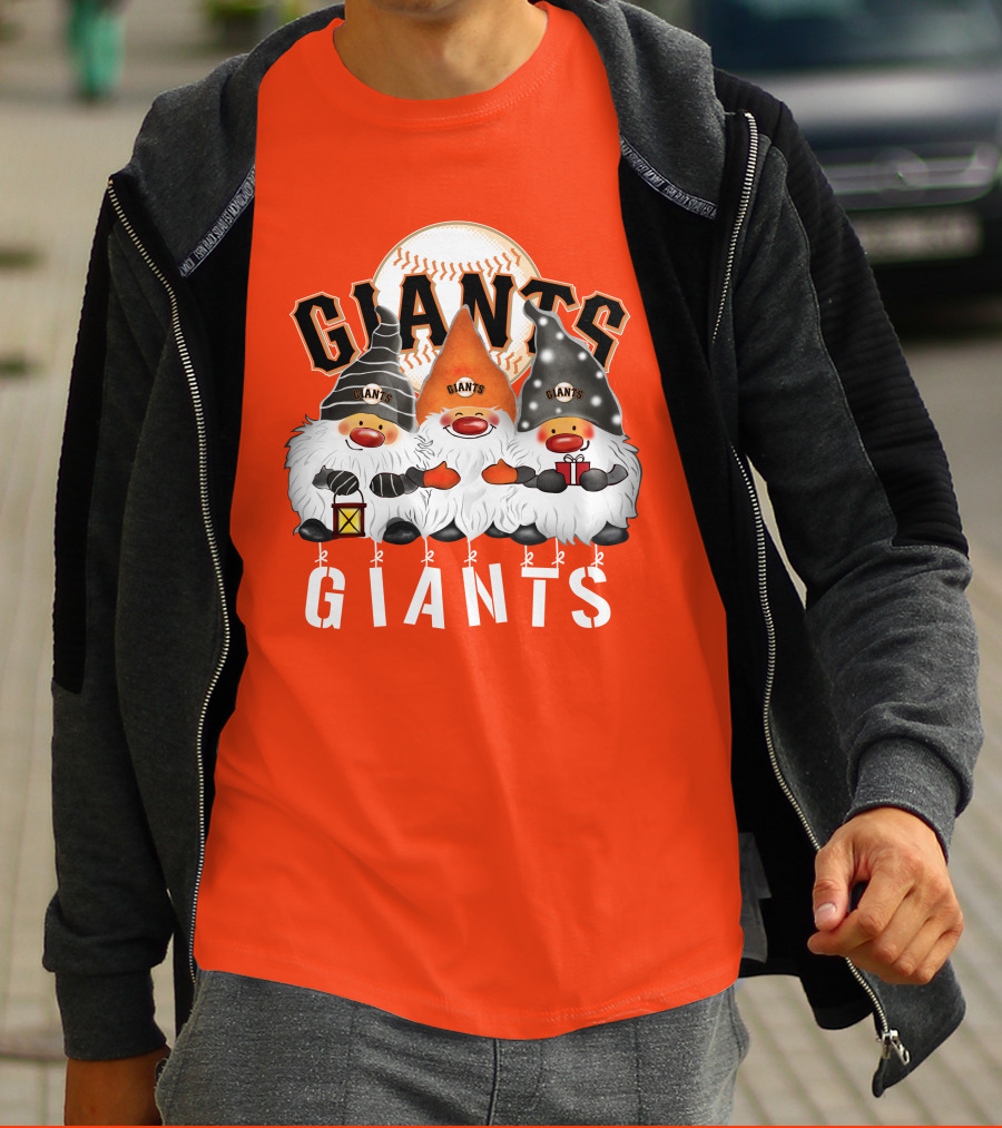 San Francisco Giants Merry Christmas Happy Holidays Giants Gnomes Baseball T-Shirt