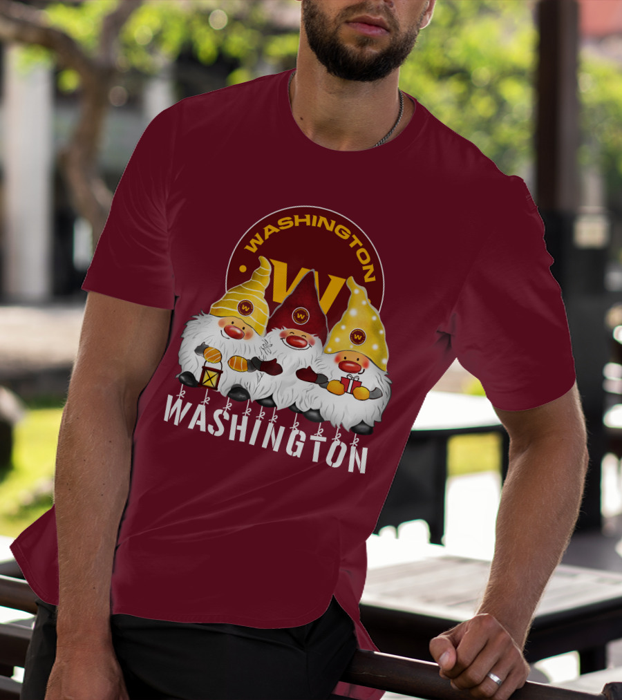Washington Football Team Christmas Holiday Gnomes W T-Shirt