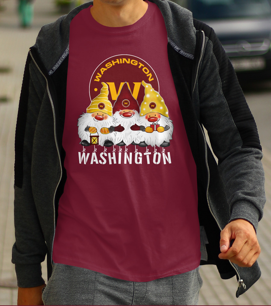 Washington Football Team Christmas Holiday Gnomes W T-Shirt