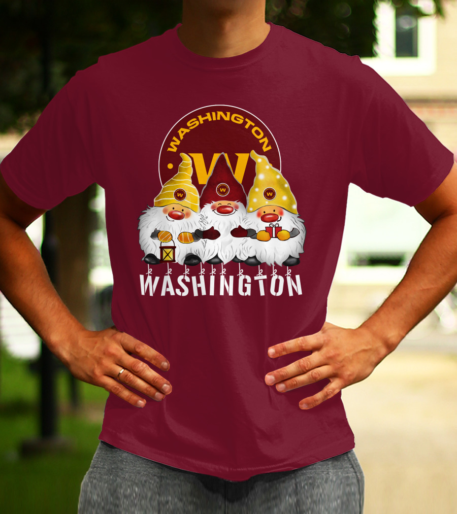 Washington Football Team Christmas Holiday Gnomes W T-Shirt