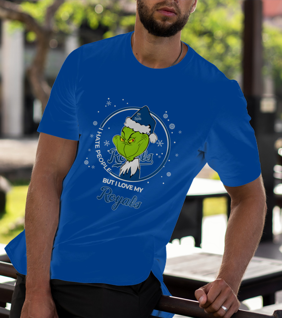 Christmas Grinch Santa I Hate People But I Love My Kansas City Royals T-Shirt