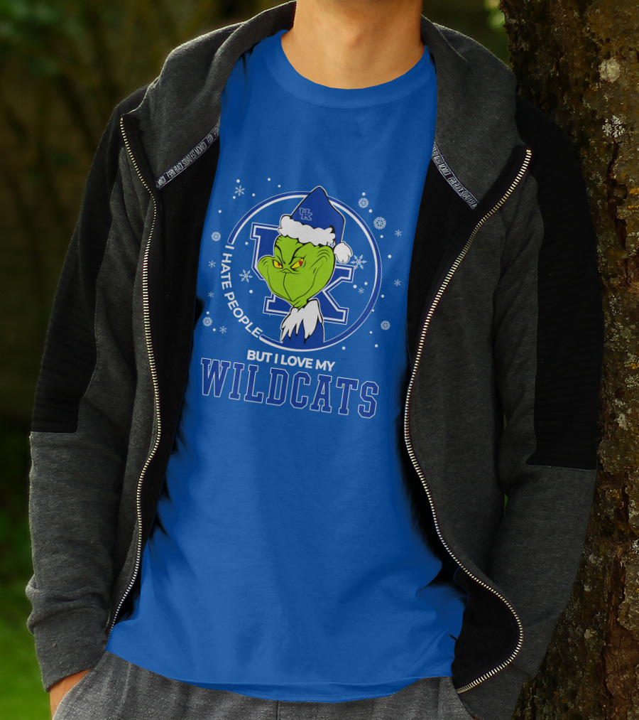 Grinch Santa I Hate People But I Love My Kentucky Wildcats T-Shirt