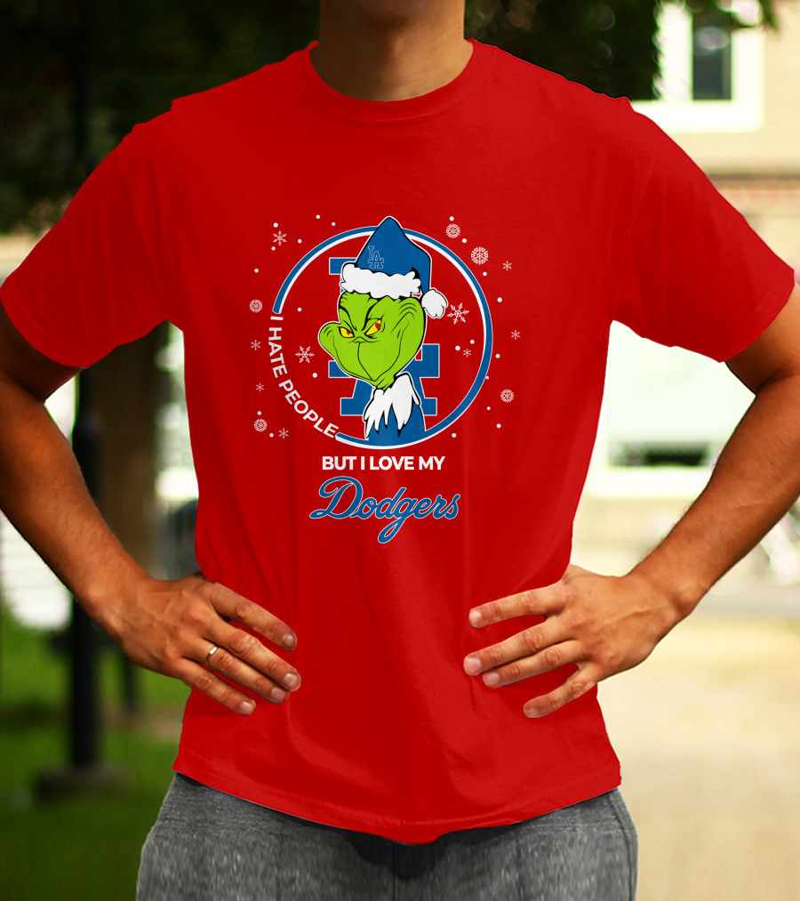 Christmas Grinch I Hate People But I Love My Los Angeles Dodgers T-Shirt