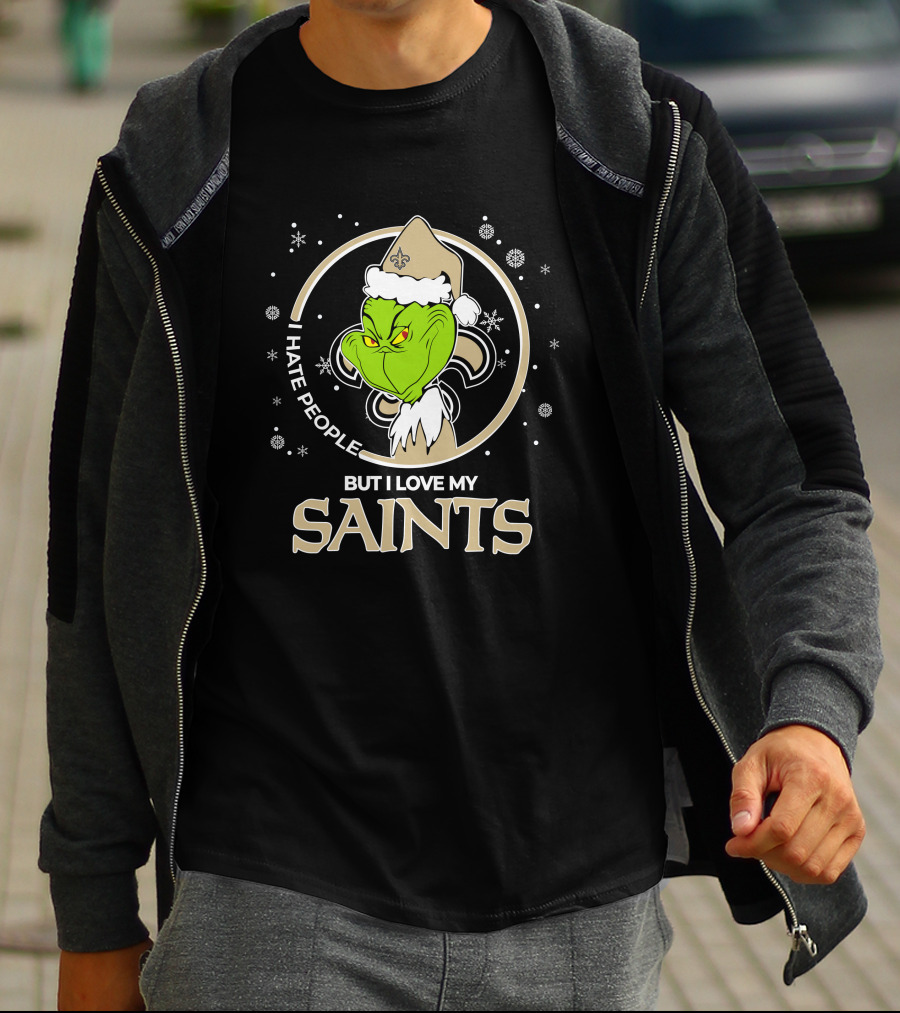 Christmas Grinch I Hate People But I Love My New Orleans Saints T-Shirt