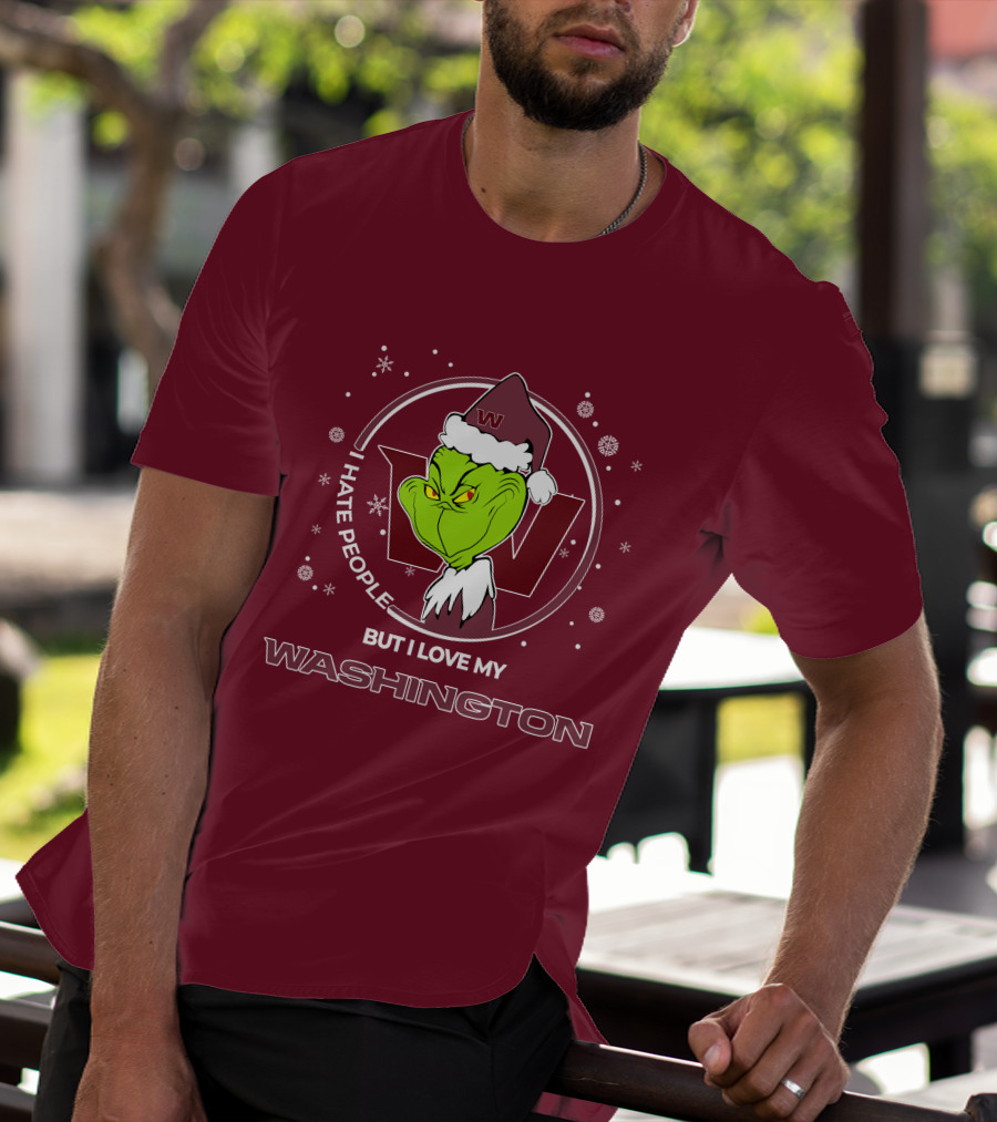 Christmas Grinch Santa I Hate People But I Love My Washington T-Shirt