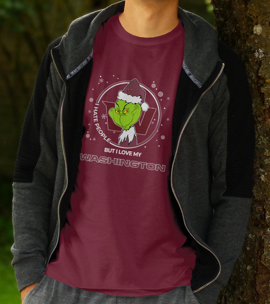 Christmas Grinch Santa I Hate People But I Love My Washington T-Shirt