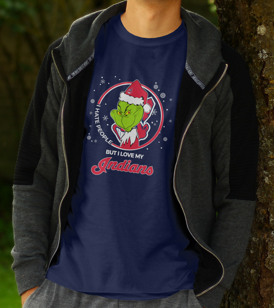 I Hate People But I Love My Indians Christmas Grinch Santa T-Shirt