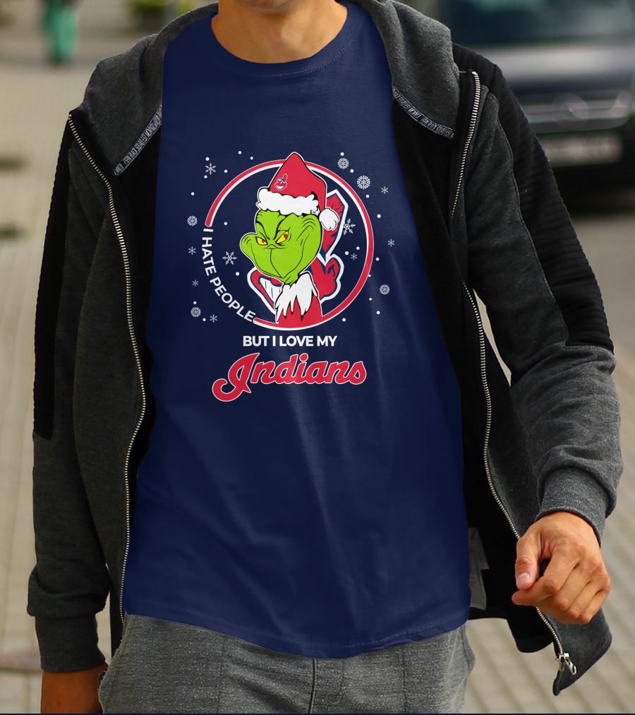I Hate People But I Love My Indians Christmas Grinch Santa T-Shirt