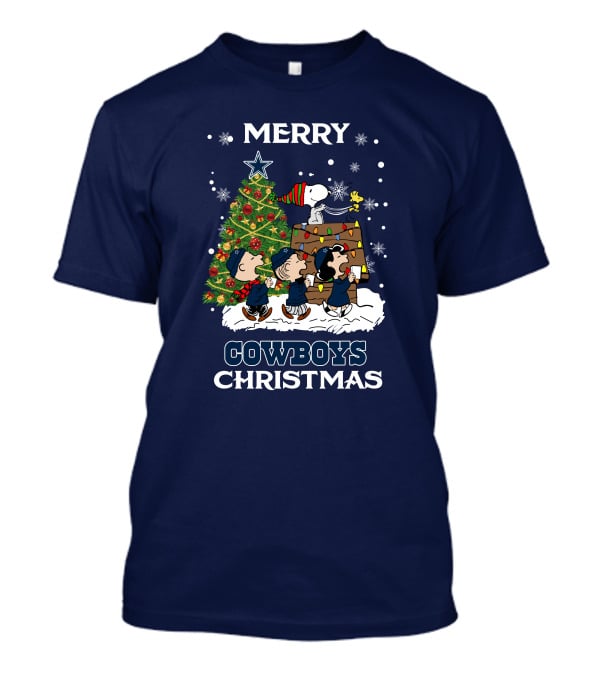 Merry Cowboys Christmas Peanut Tree Holiday Scene T-Shirt