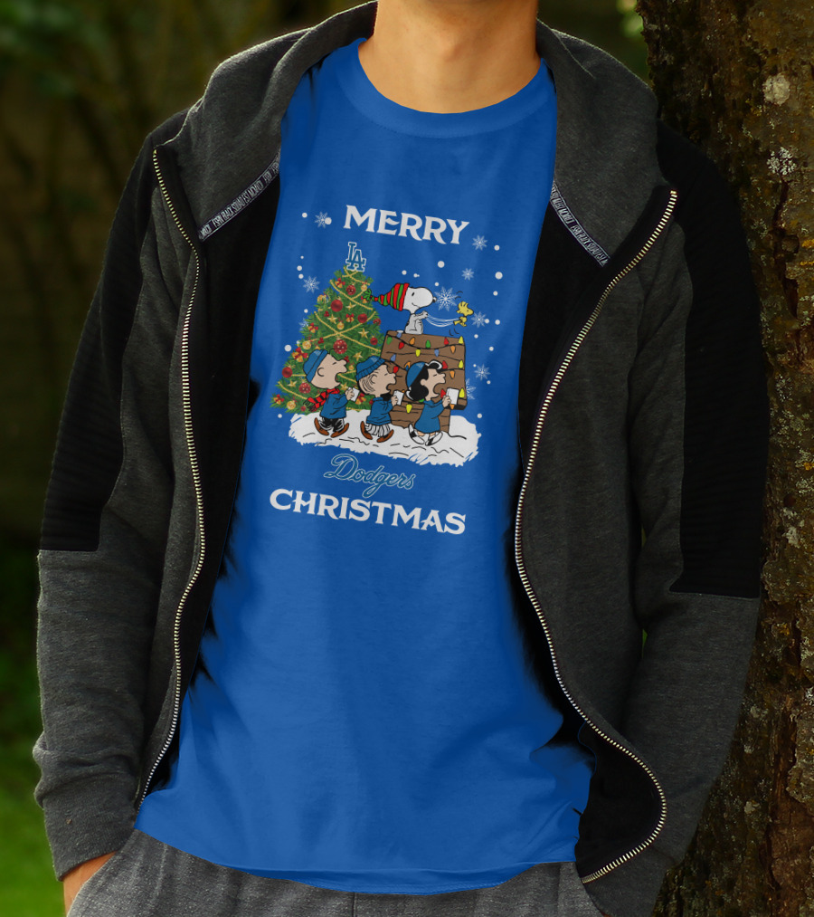 Merry Dodgers Christmas Peanuts Los Angeles Tree T-Shirt