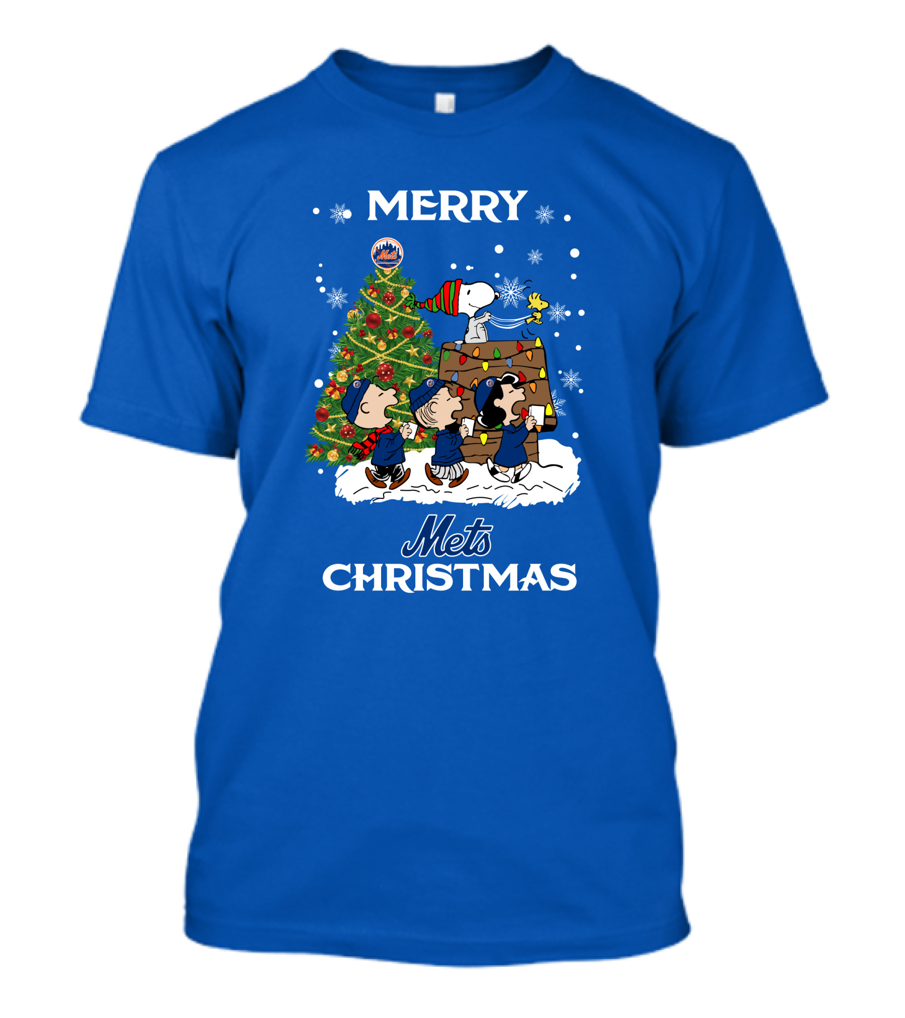 Merry Mets Christmas New York Mets Peanuts Tree Snoopy Woodstock T-Shirt