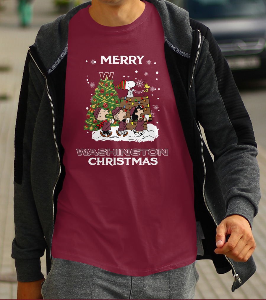Merry Washington Christmas Tree Featuring Peanut Characters T-Shirt