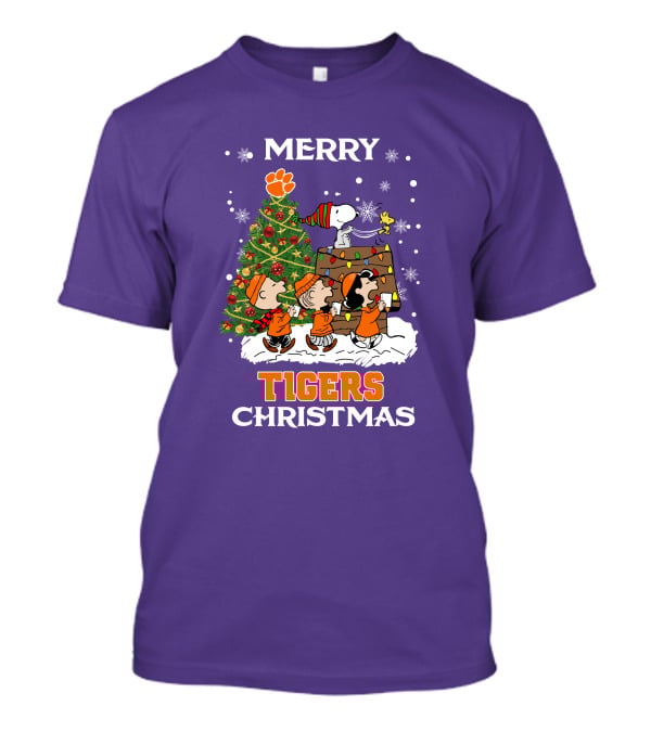 Merry Tigers Christmas Clemson The Peanut Christmas Tree T-Shirt