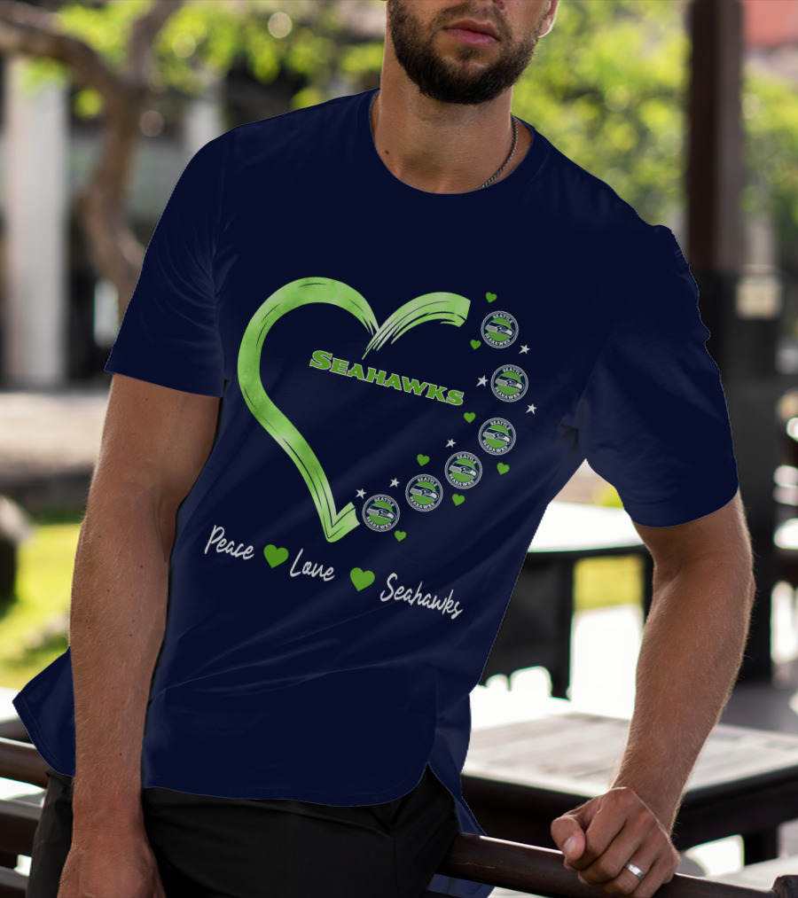 Peace Love Seahawks Seattle Seahawks Hearts T-Shirt
