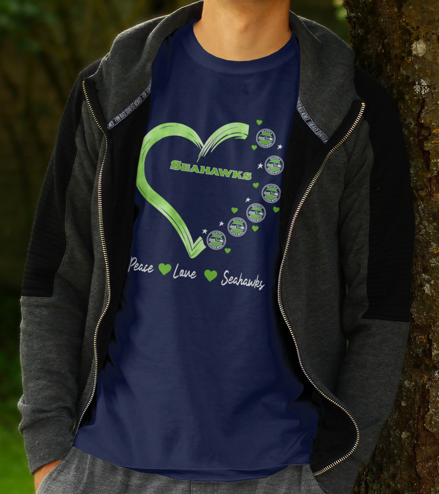 Peace Love Seahawks Seattle Seahawks Hearts T-Shirt