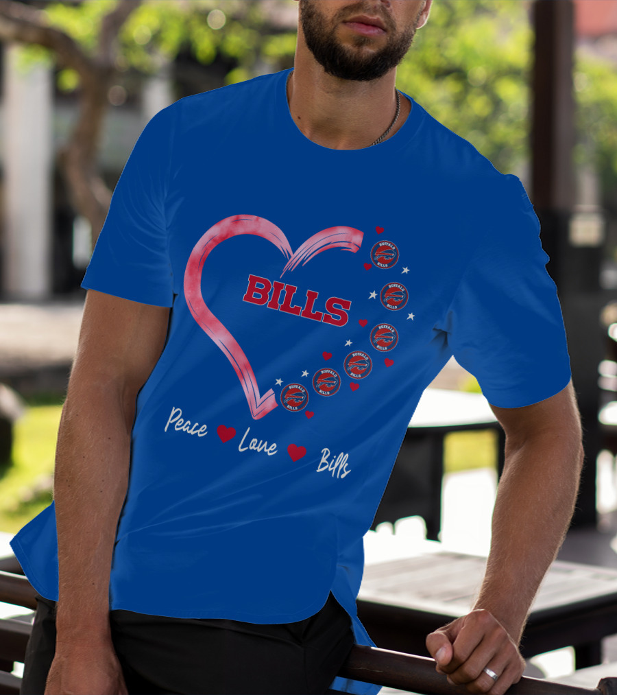 Peace Love Bills Heart Logo Buffalo Bills T-Shirt