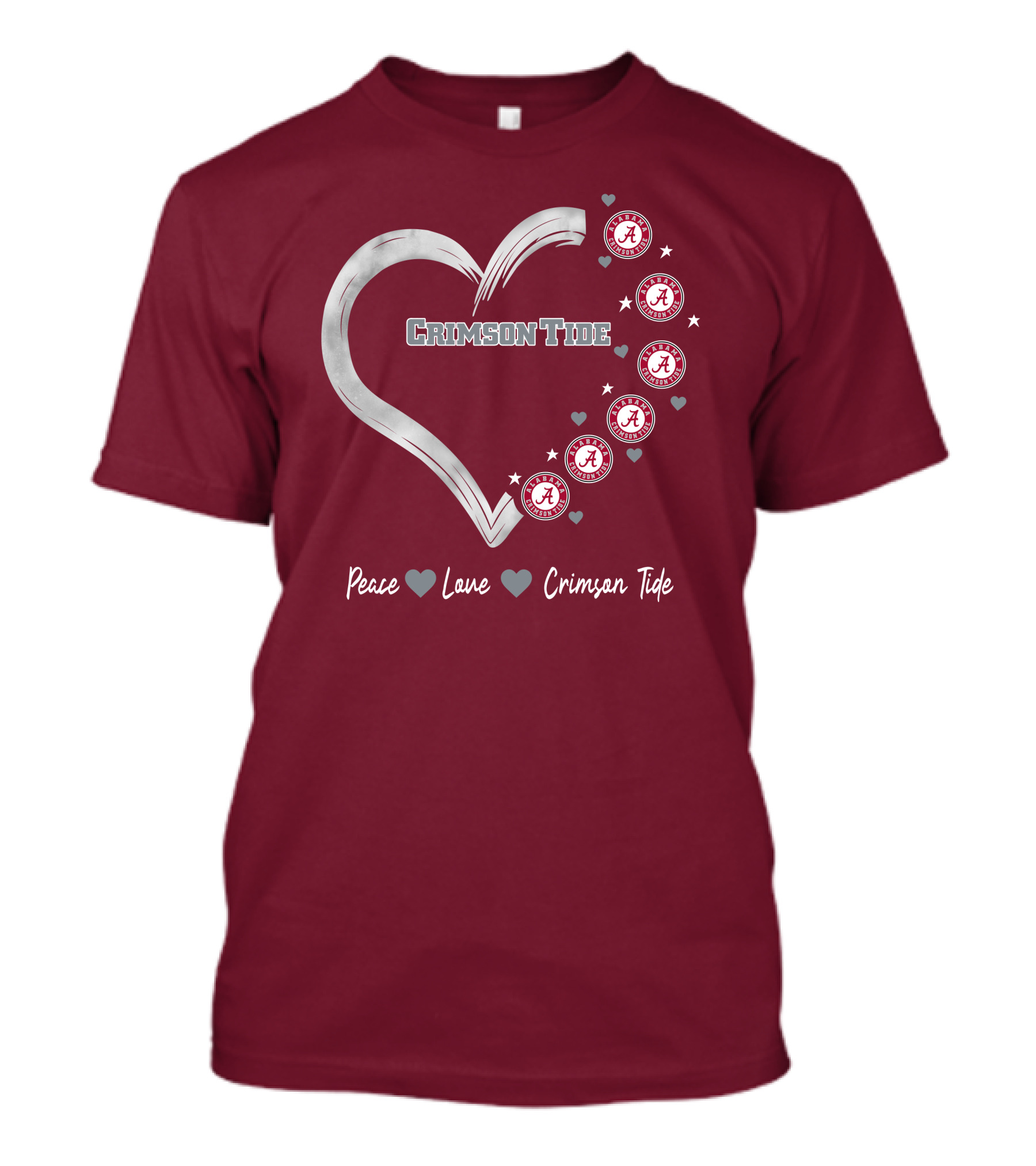 Peace Love Heart Alabama Crimson Tide T-Shirt
