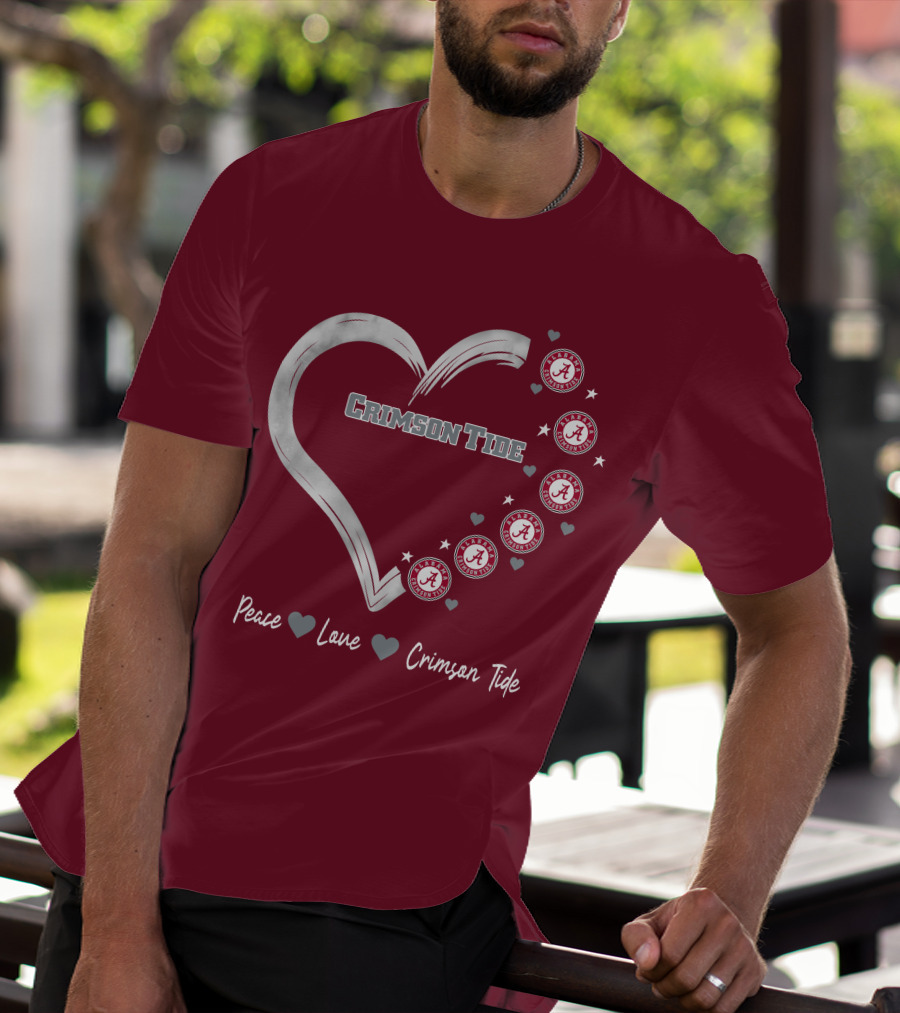 Peace Love Heart Alabama Crimson Tide T-Shirt