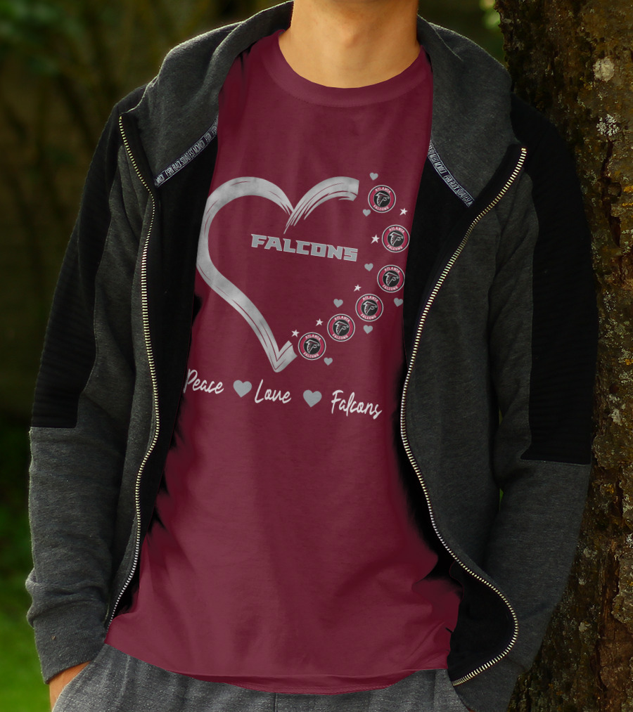 Peace Love Falcons Heart With Atlanta Falcons T-Shirt