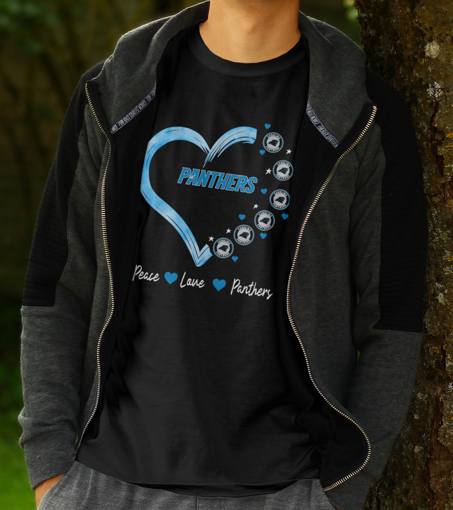 Peace Love Carolina Panthers Heart Logo Fan T-Shirt