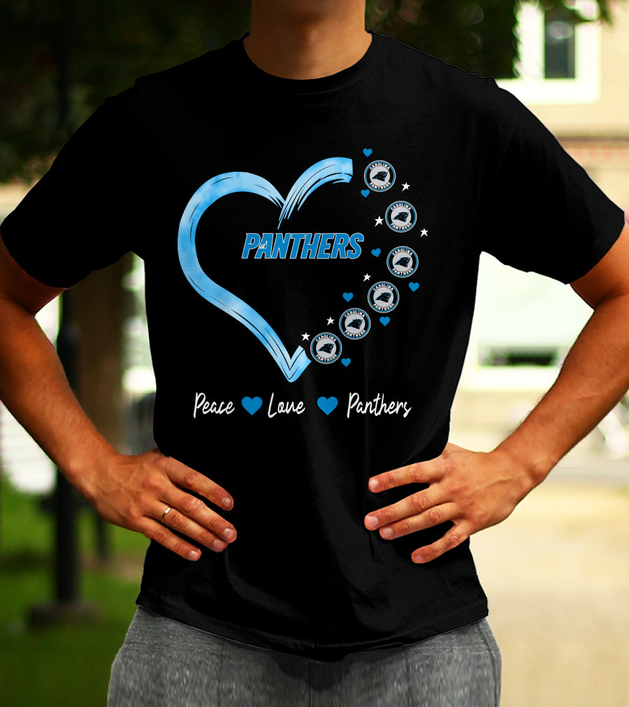 Peace Love Carolina Panthers Heart Logo Fan T-Shirt