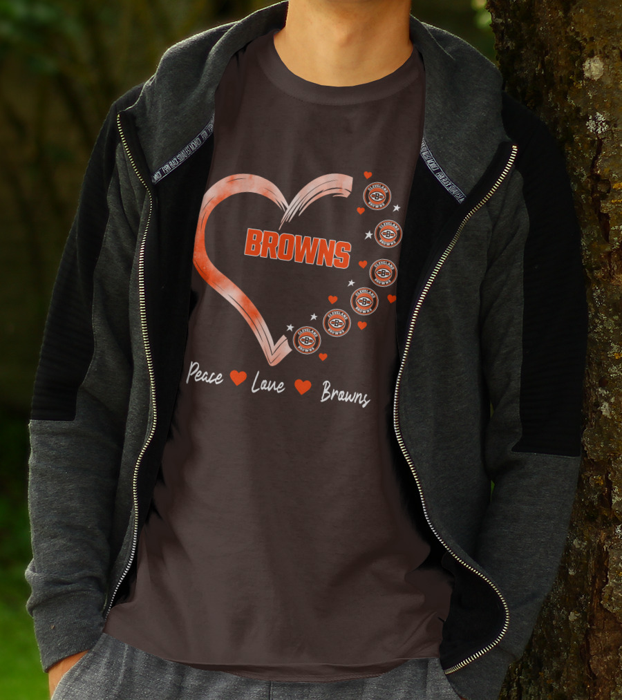 Peace Love Heart Browns Cleveland Browns T-Shirt