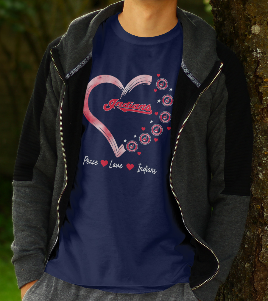 Peace Love Indians Heart Cleveland Indians T-Shirt