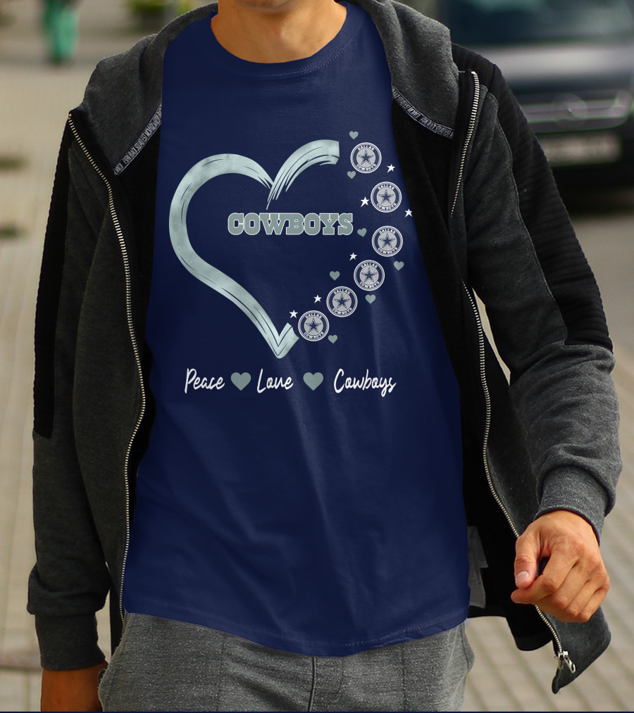Peace Love Heart Cowboys Dallas Cowboys Stars T-Shirt