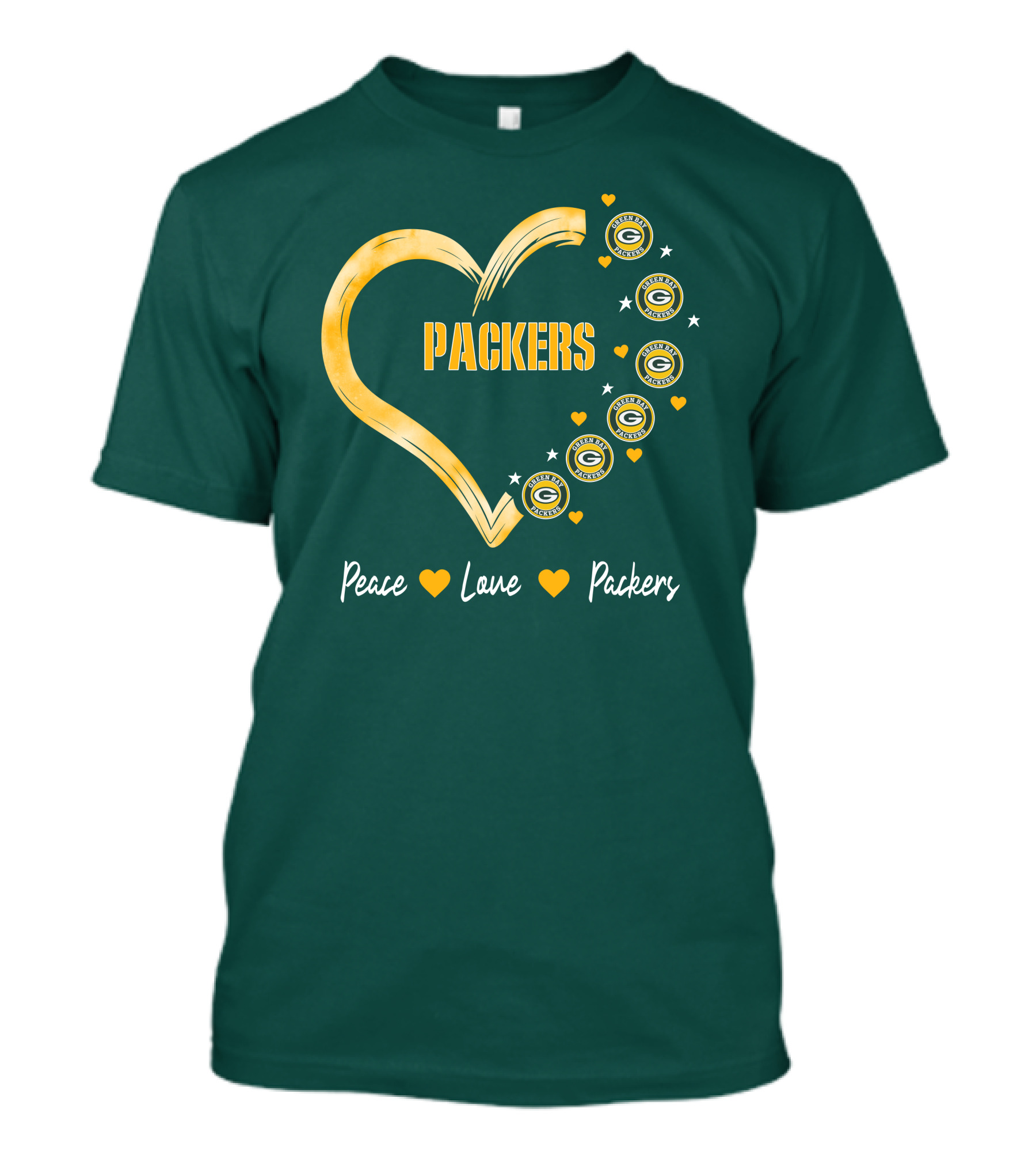 Peace Love Packers Green Bay Packers Heart T-Shirt