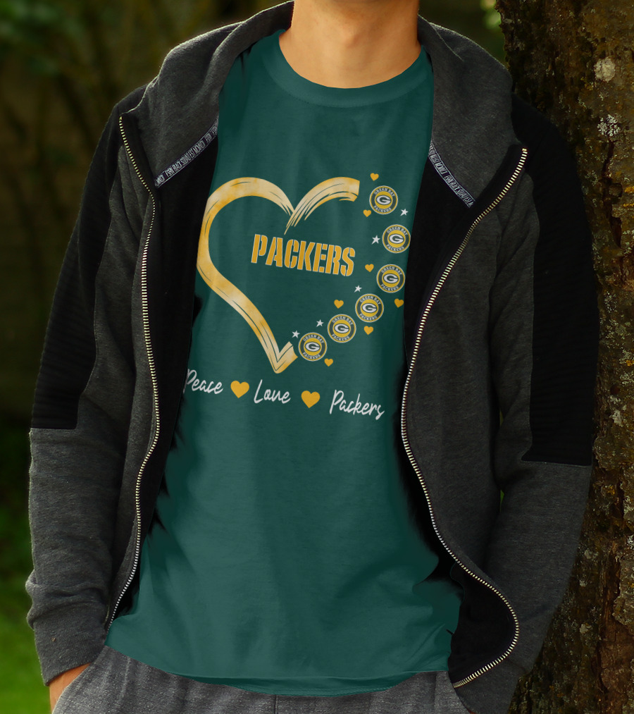 Peace Love Packers Green Bay Packers Heart T-Shirt
