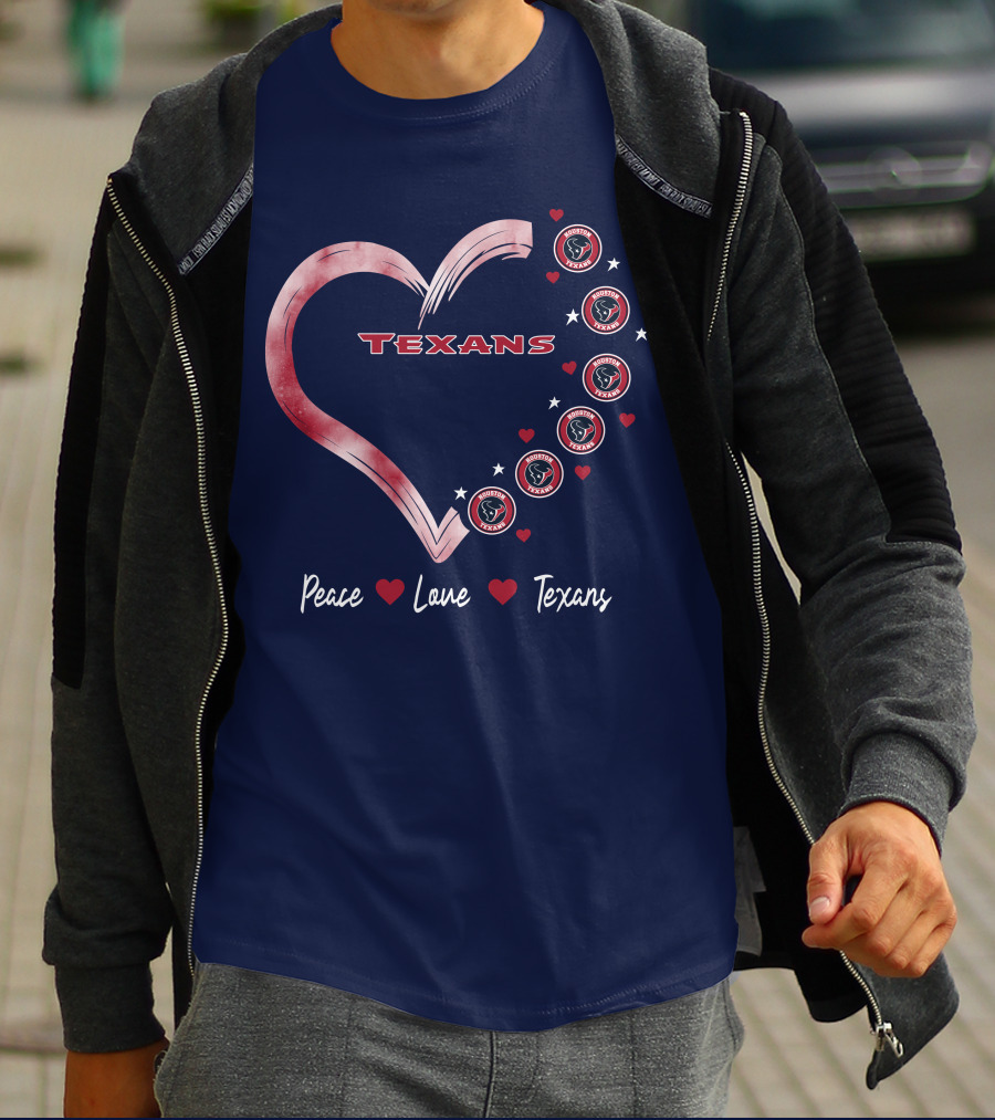 Peace Love Heart Houston Texans T-Shirt