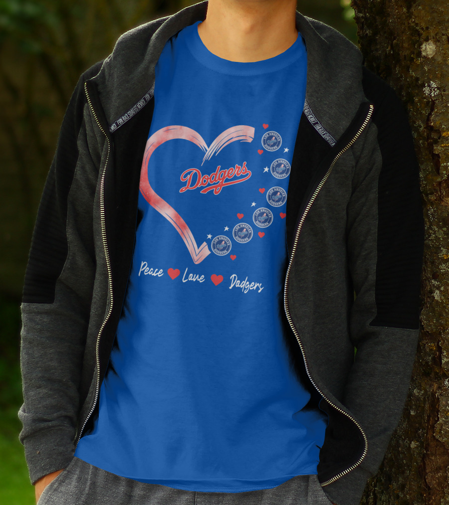 Peace Love Dodgers Heart Los Angeles Dodgers T-Shirt