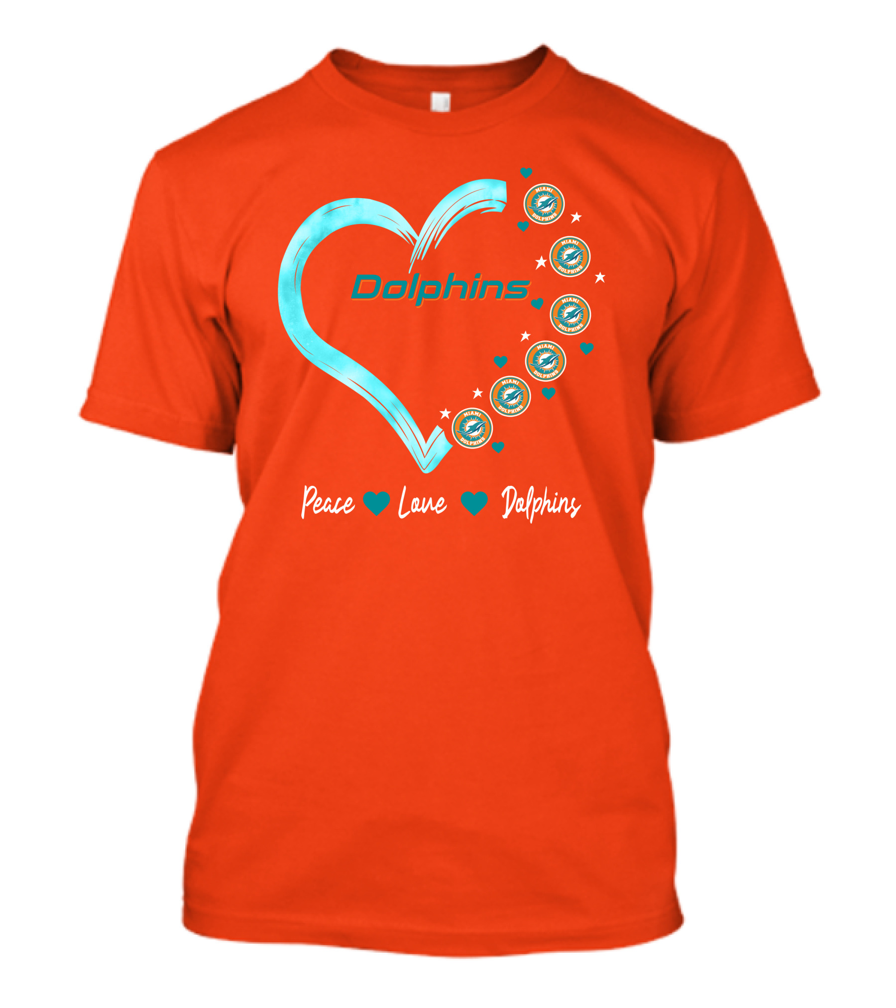 Peace Love Dolphins Heart Miami Dolphins T-Shirt