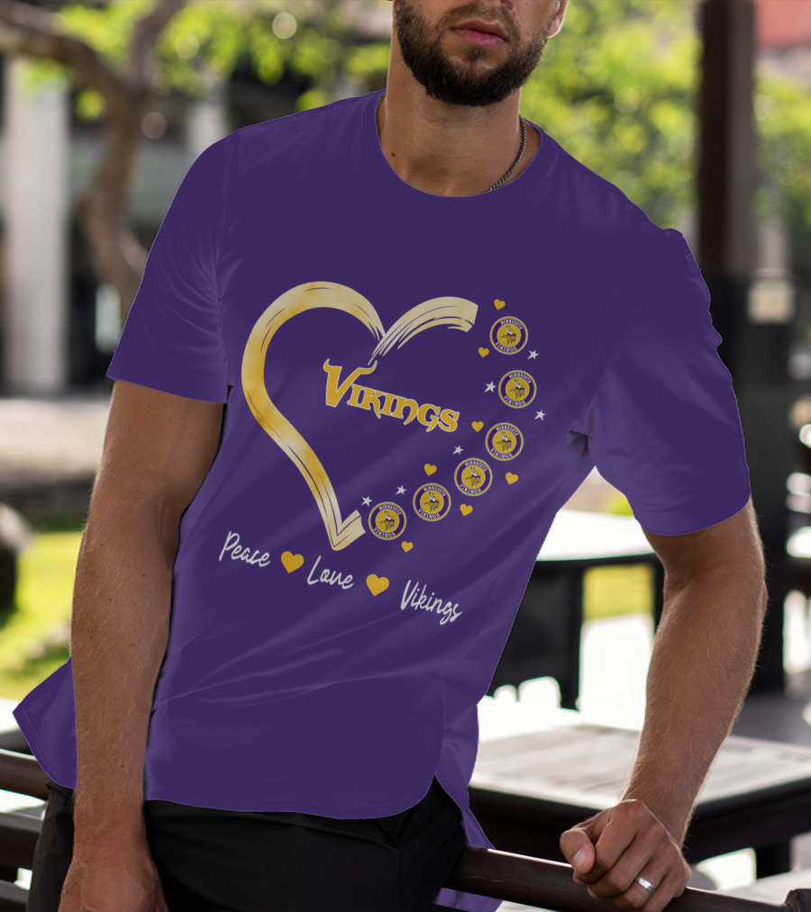Peace Love Minnesota Vikings Heart T-Shirt