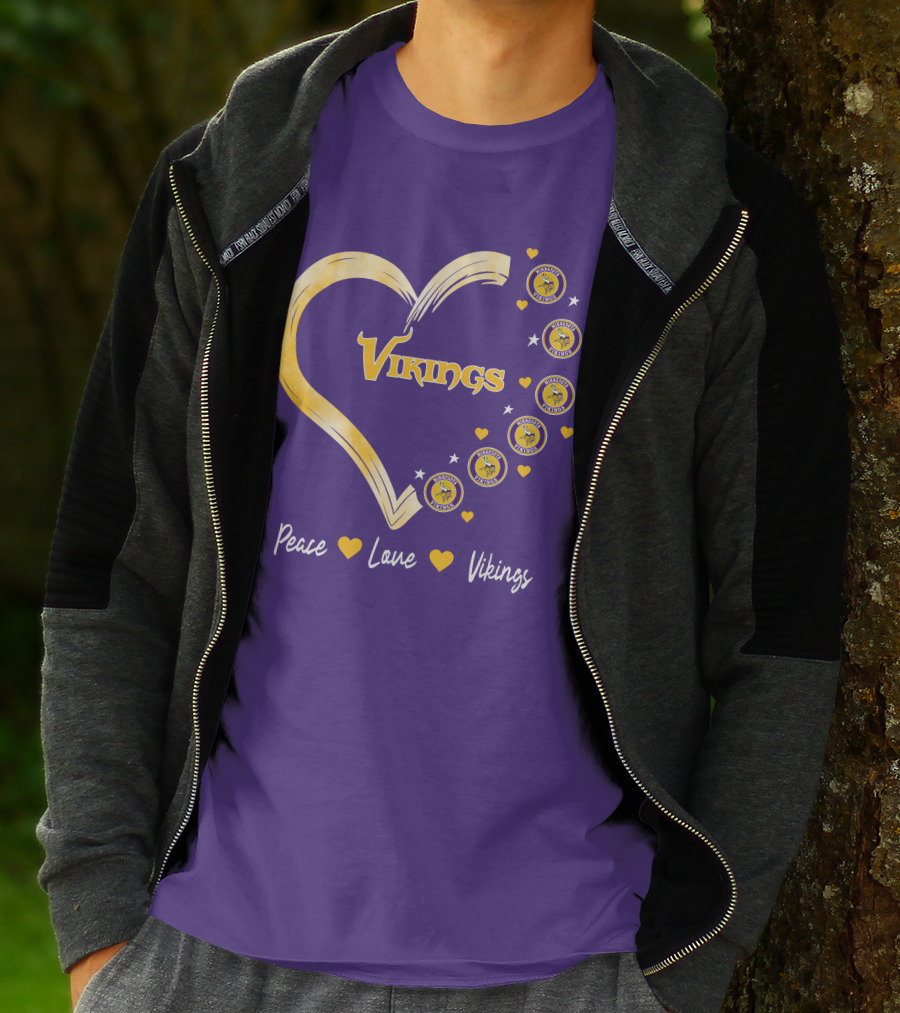 Peace Love Minnesota Vikings Heart T-Shirt