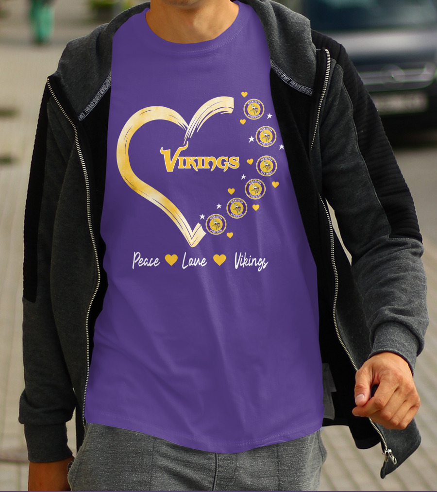 Peace Love Minnesota Vikings Heart T-Shirt