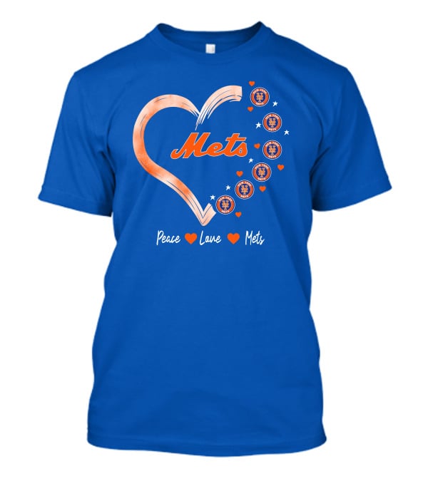 Peace Love Mets New York Mets Logos Hearts T-Shirt