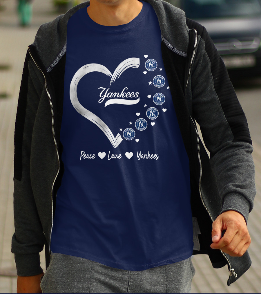 Peace Love Yankees Heart With New York T-Shirt