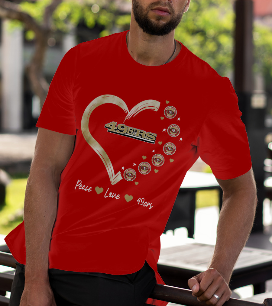 Peace Love Heart San Francisco 49ers Football Team T-Shirt
