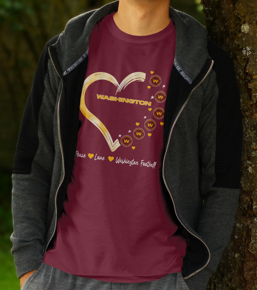 Peace Love Washington Heart And Team Circles T-Shirt