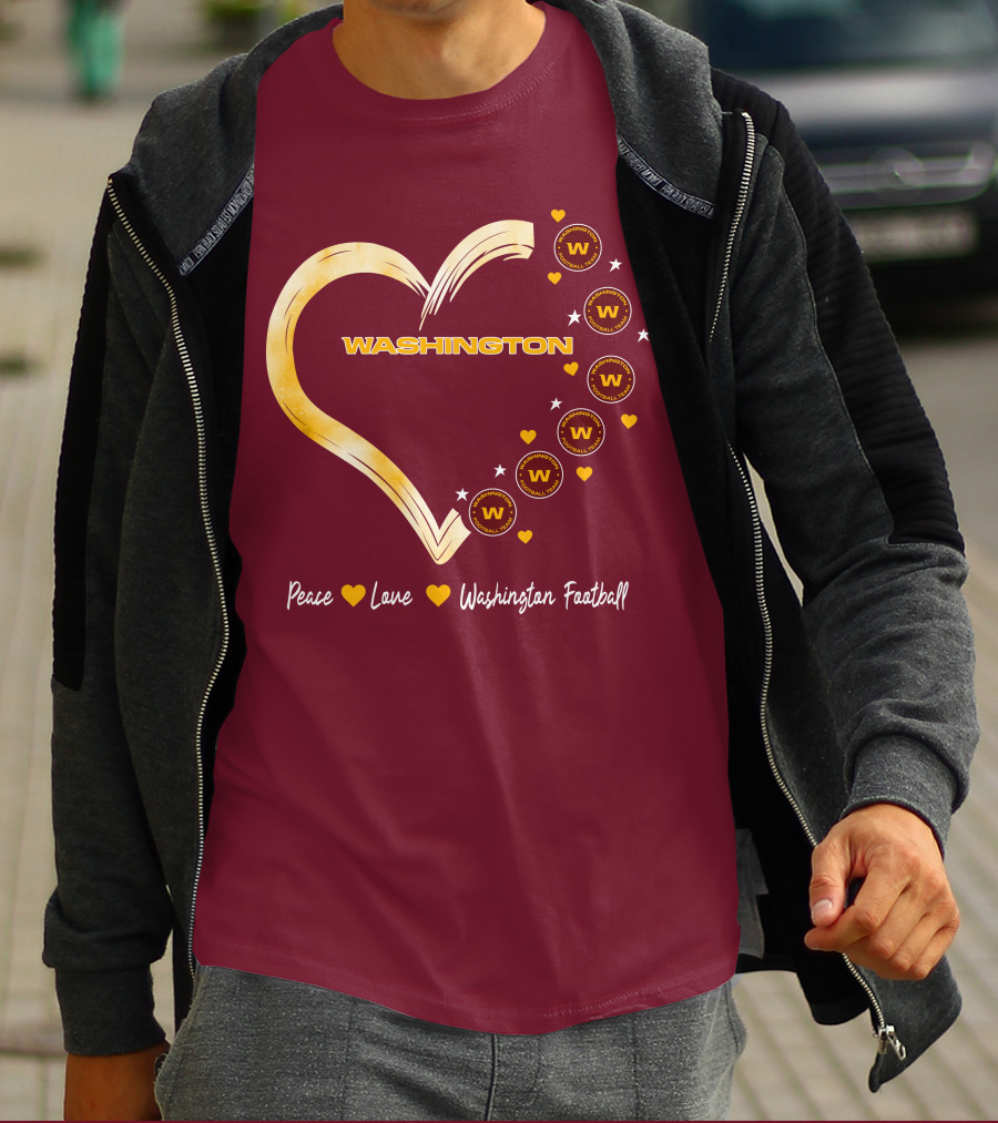 Peace Love Washington Heart And Team Circles T-Shirt