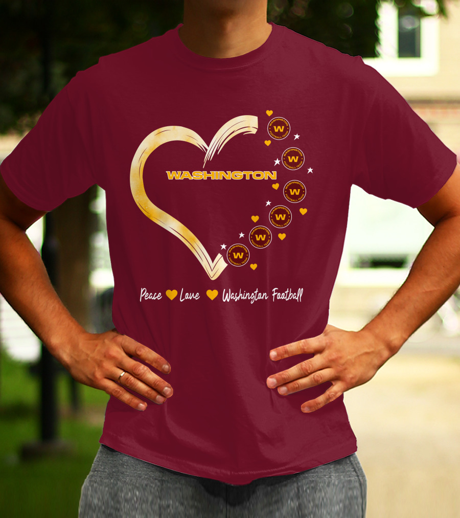 Peace Love Washington Heart And Team Circles T-Shirt