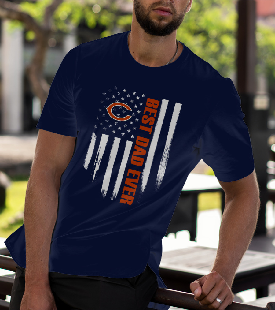 Chicago Bears Best Dad Ever American Flag T-Shirt