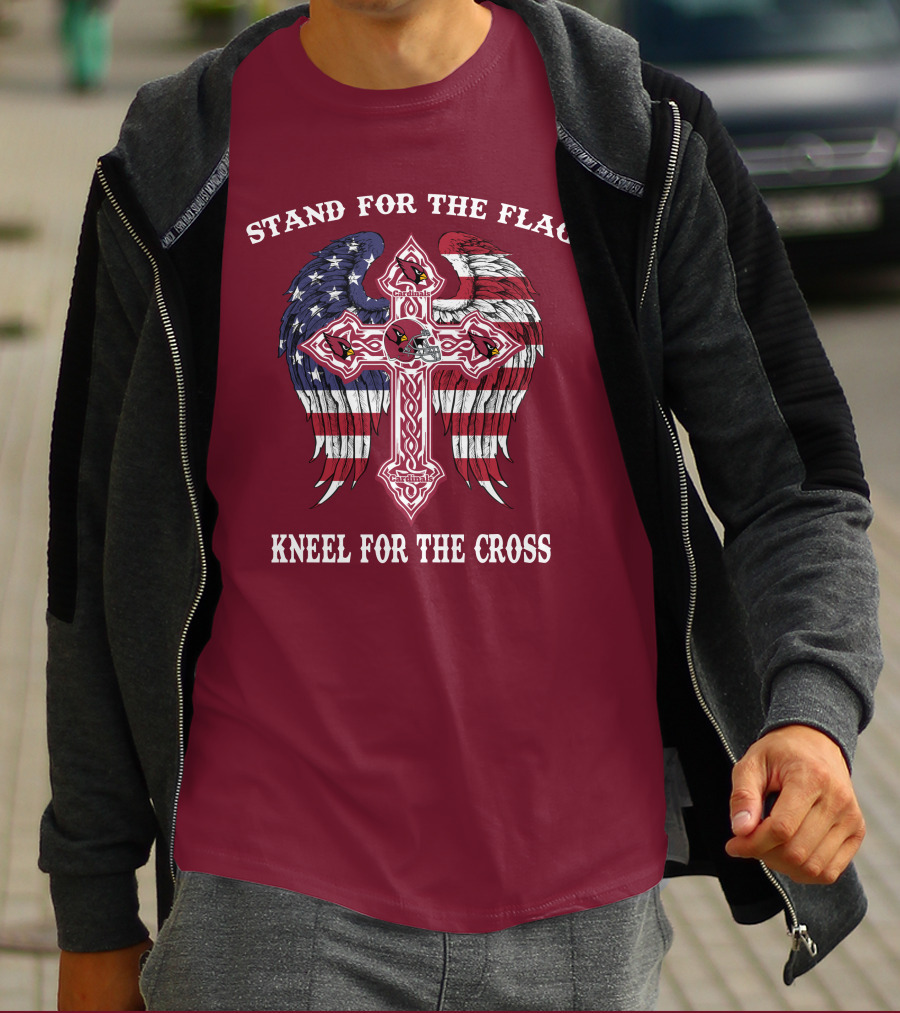 Stand For The Flag Kneel For The Cross Arizona Cardinals Flag Cross T-Shirt