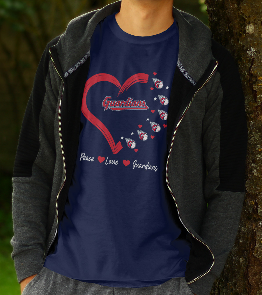 Peace Love Guardians Heart And Baseball T-Shirt