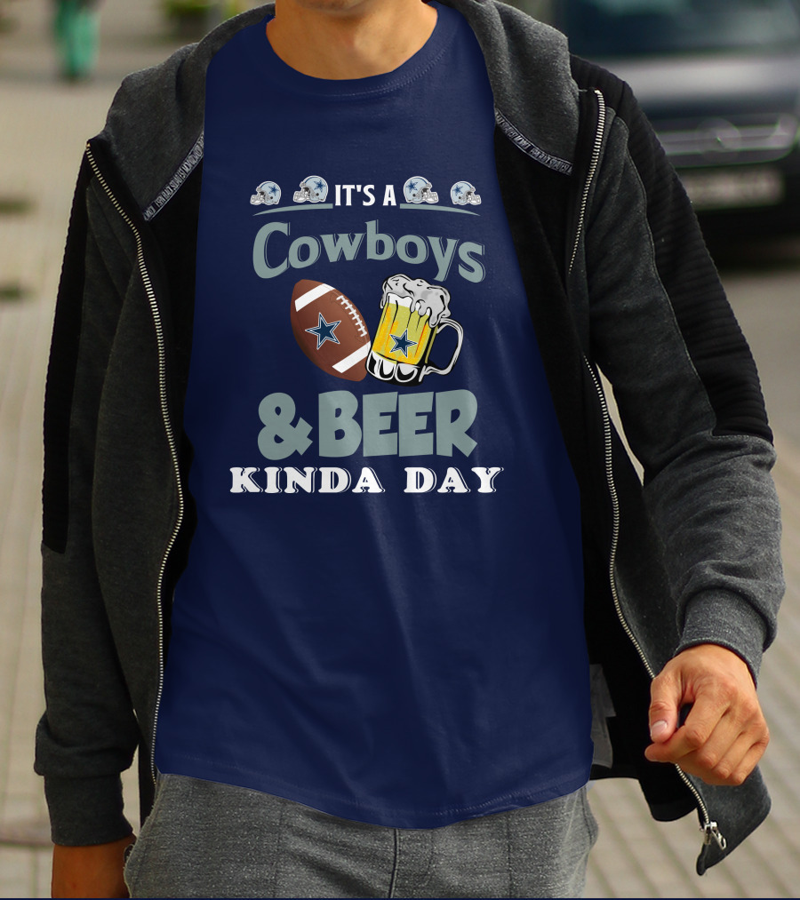 Dallas Cowboys Football Beer Kinda Day Football Helmet Star Mug T-Shirt