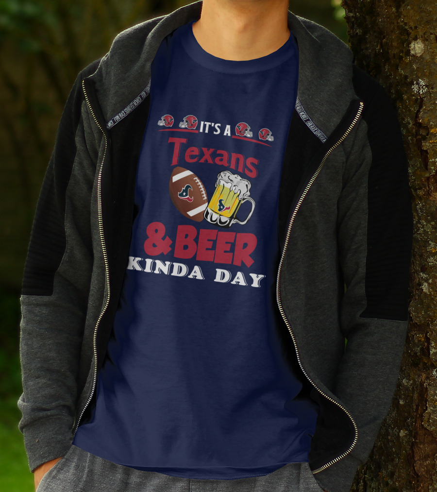 Houston Texans And Beer Football Fan Day With Helmets And Mug Icons T-Shirt