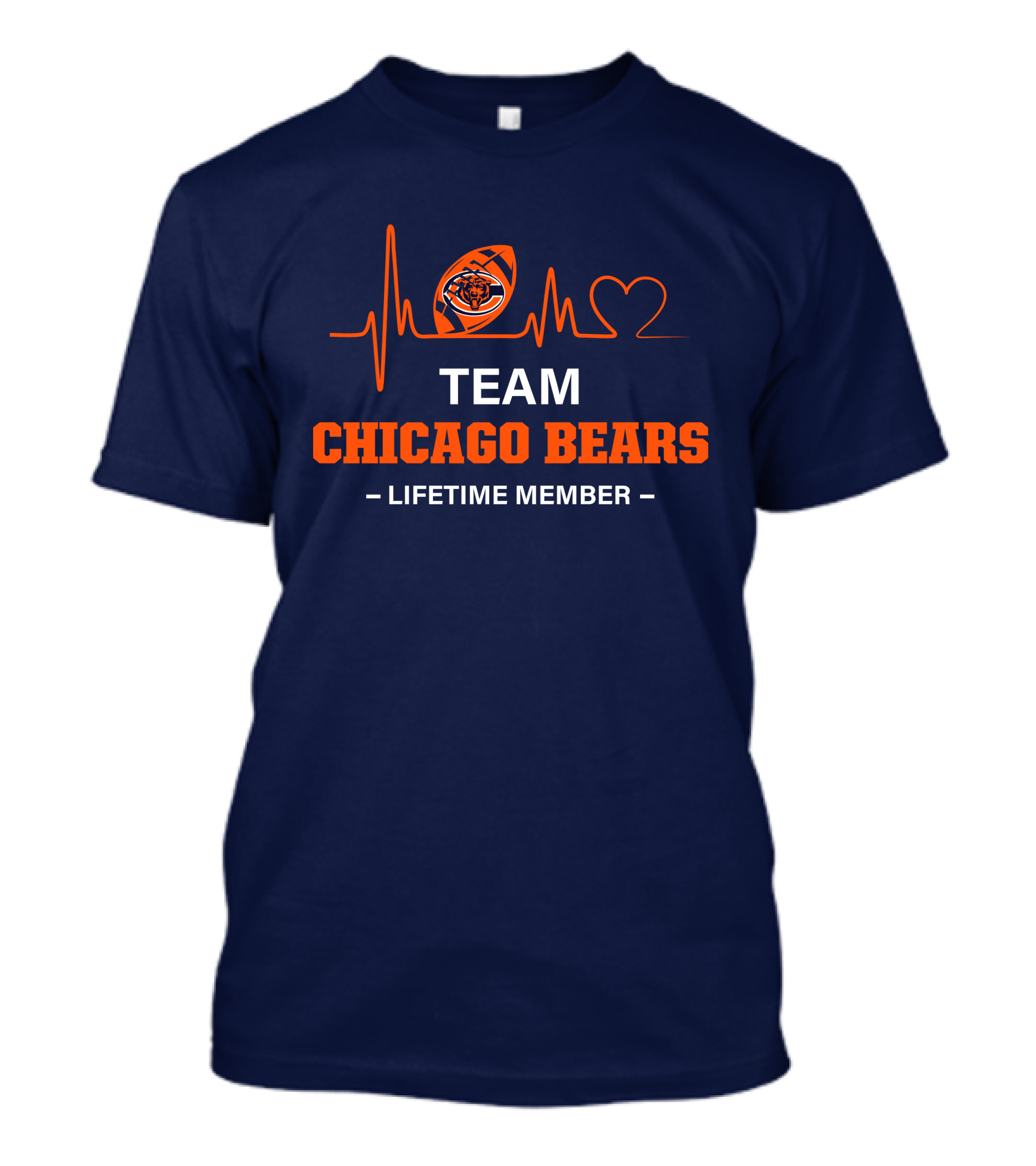 Team Chicago Bears Lifetime Member Heartbeat Football T-Shirt