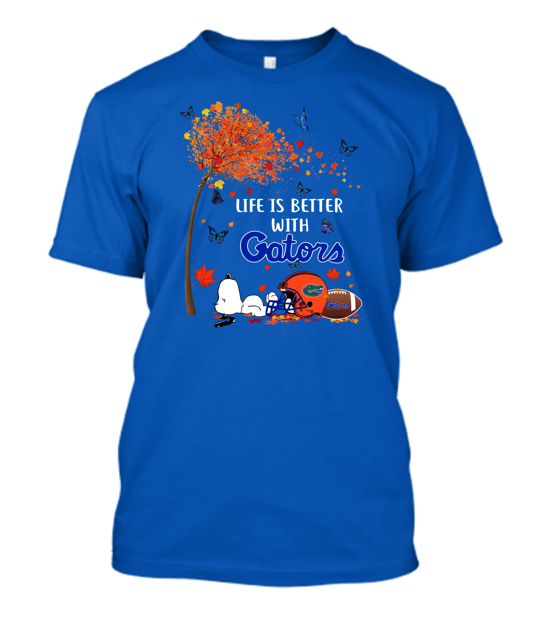 Life Is Better With Florida Gators Snoopy Helmet Football Tree Butterflies T-Shirt